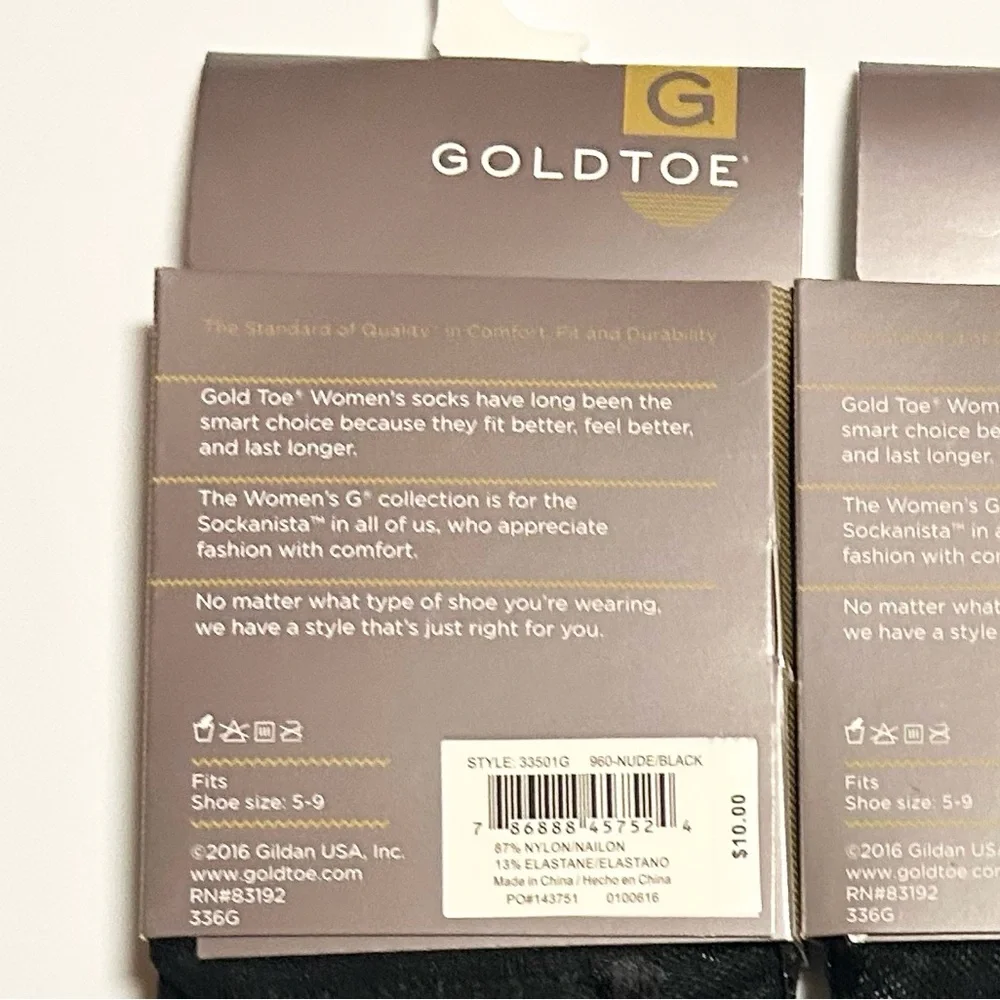 Gold Toe Woman’s Cushioned Low Cut Liners 2 Black 2 Nude Shoe Size 5-9 NEW